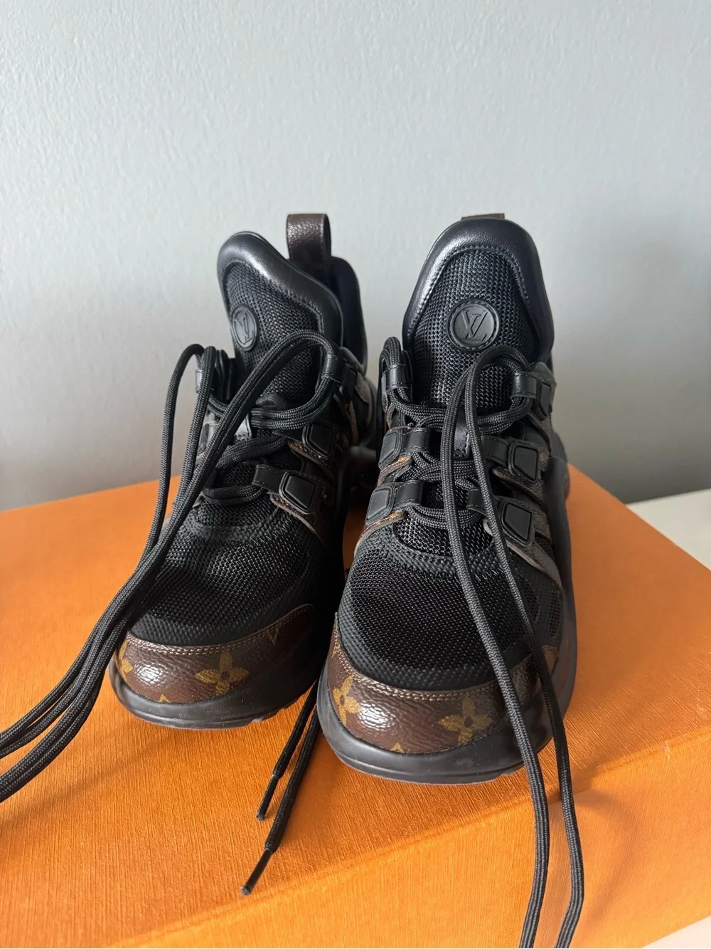 Louis Vuitton Black and Brown Monogram Women's Sneakers
